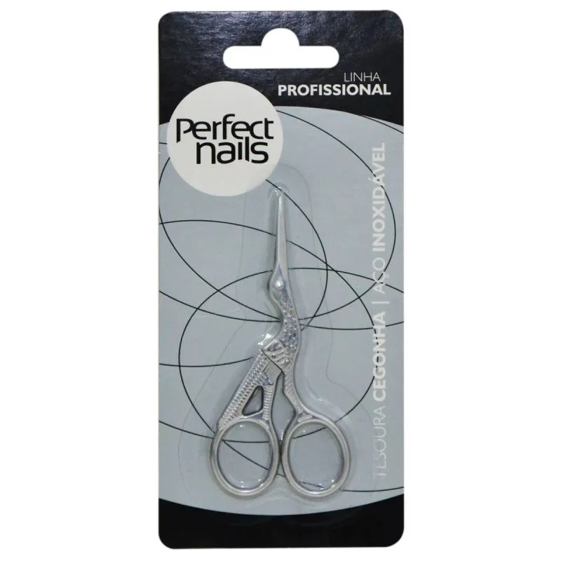 Tesoura para Sobrancelha Cegonha Perfect Nails Inox