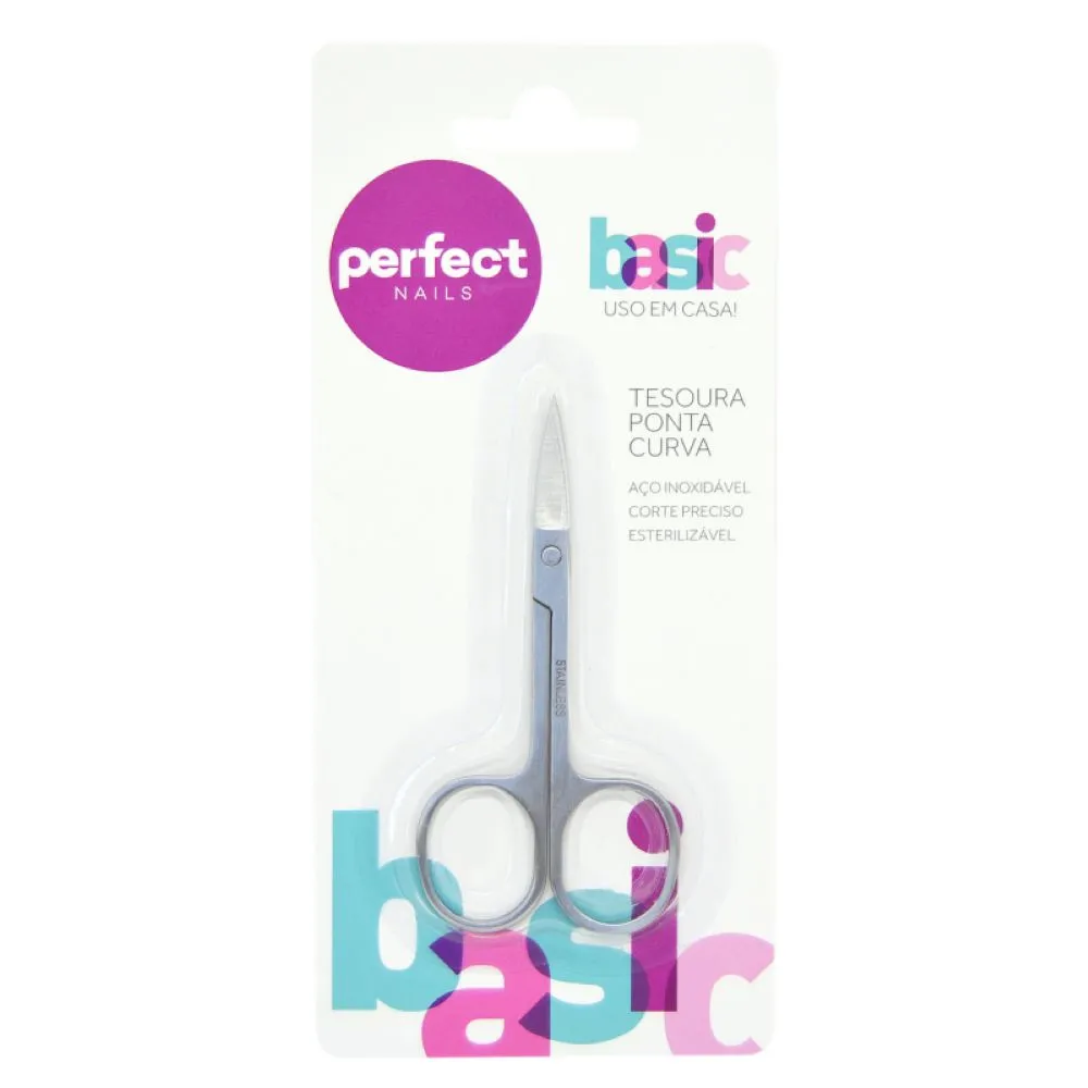 Tesoura Ponta Curva Inox Perfect Nails 129
