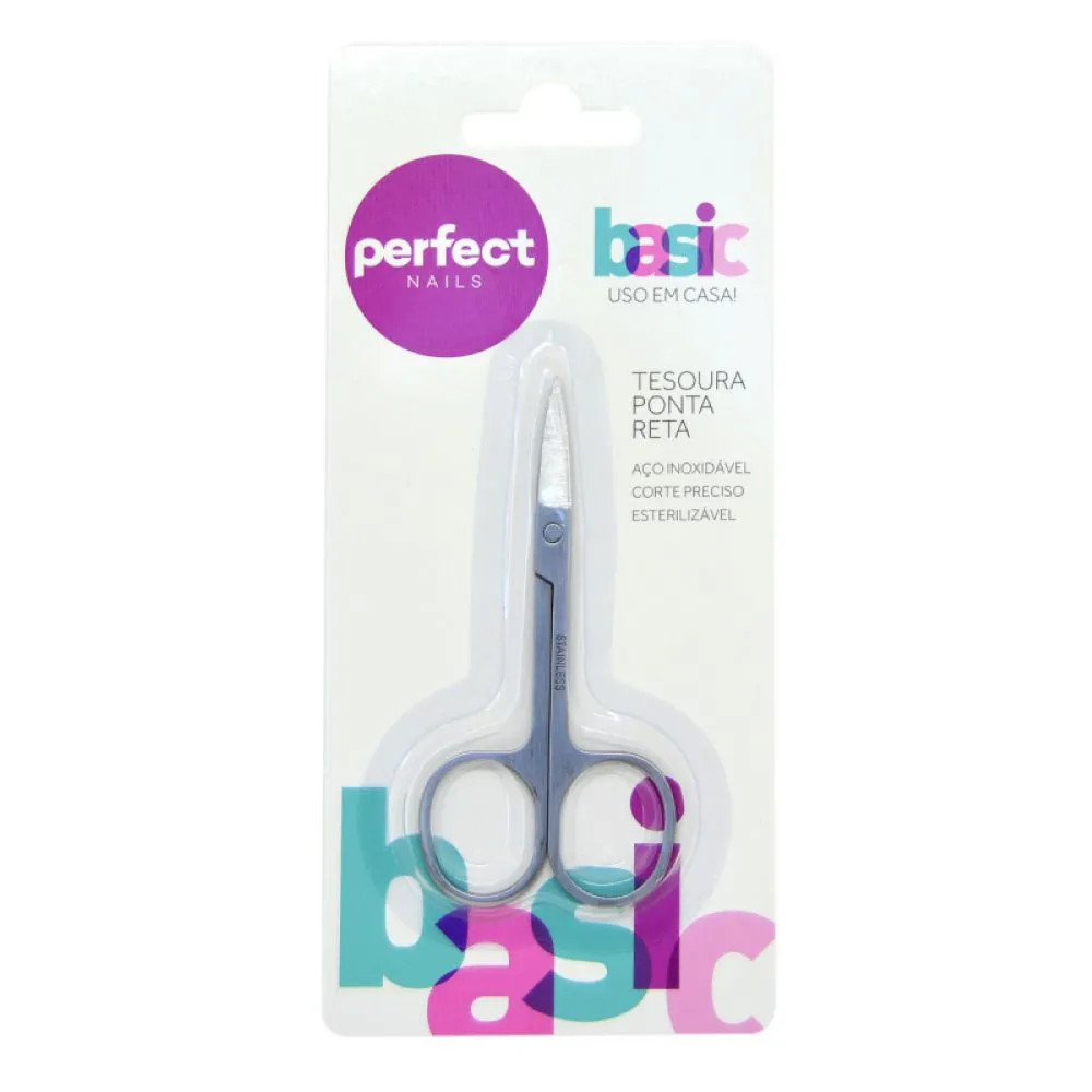 Tesoura Ponta Reta Inox Perfect Nails 128