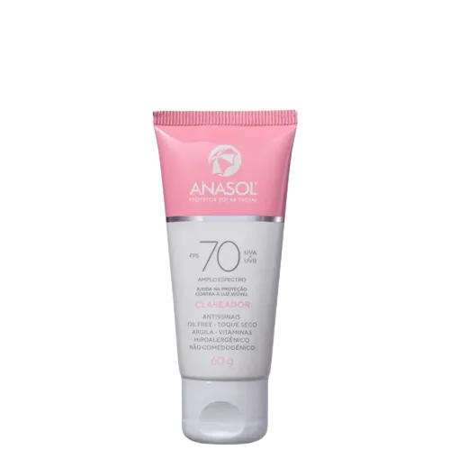 PROTETOR SOLAR FACIAL ANASOL FPS 70 CLAREADOR TOQUE SECO 60g