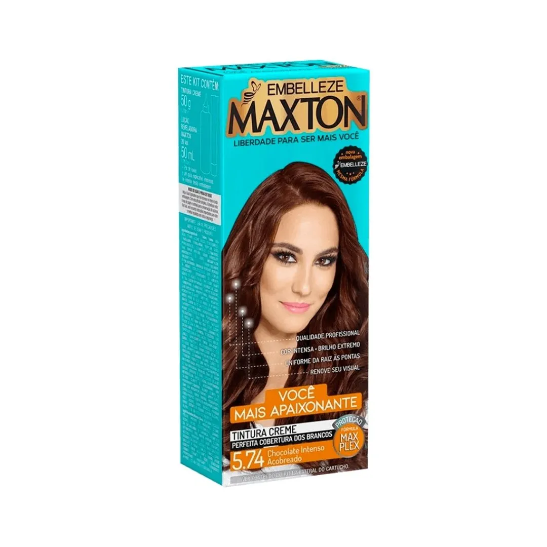 Tintura Maxton Kit 5.74 Chocolate Intenso Acobreado