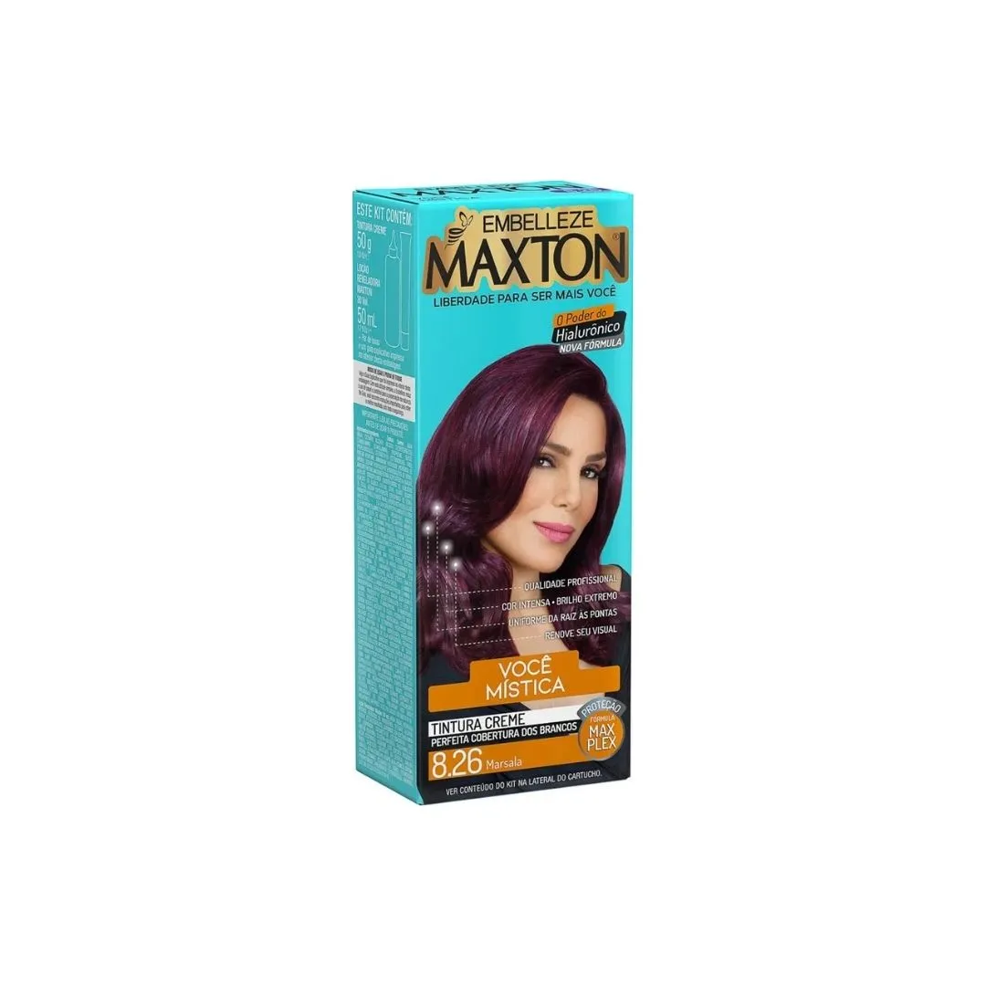Tintura Maxton Ruiva+Mística Marsala 8.26 Kit