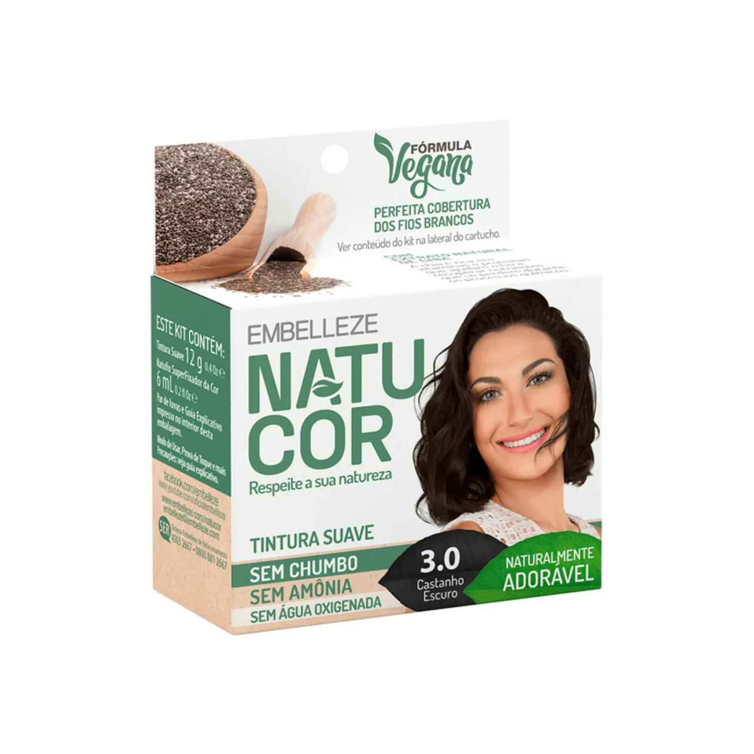 Tintura Natucor 3.0 Castanho Escuro   Sem Amônia