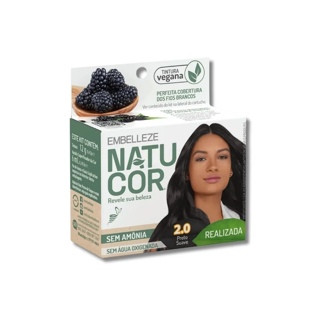 Tintura Natucor Kit 2.0 Preto Suave Sem Amônia