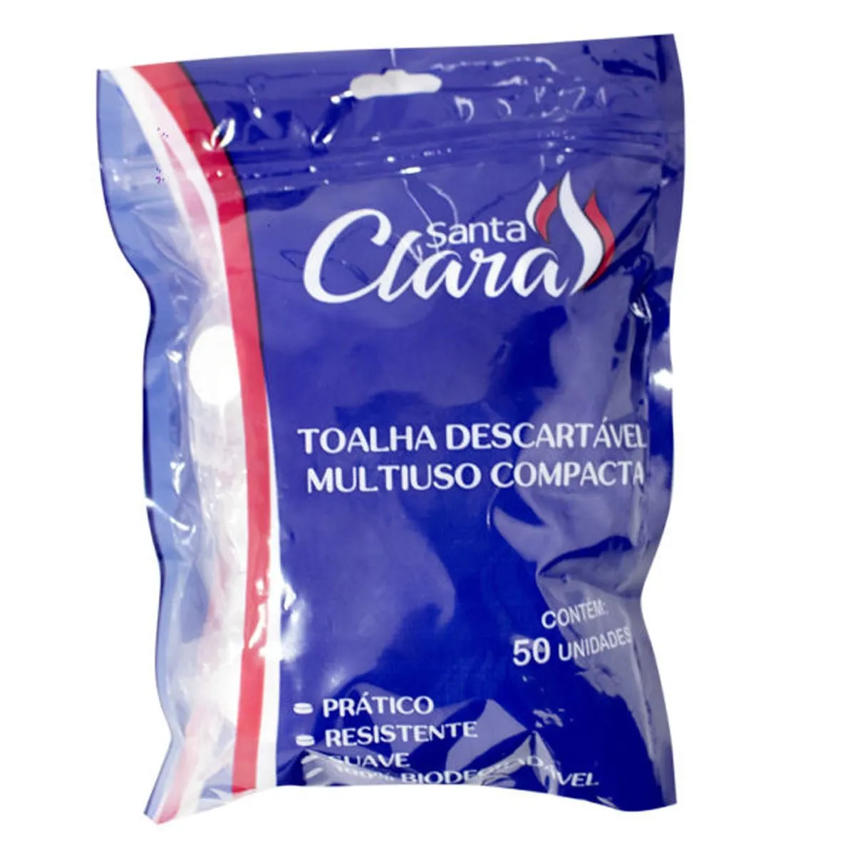 Toalha Desidratada Multiuso Compacta Santa Clara 50 Unidades
