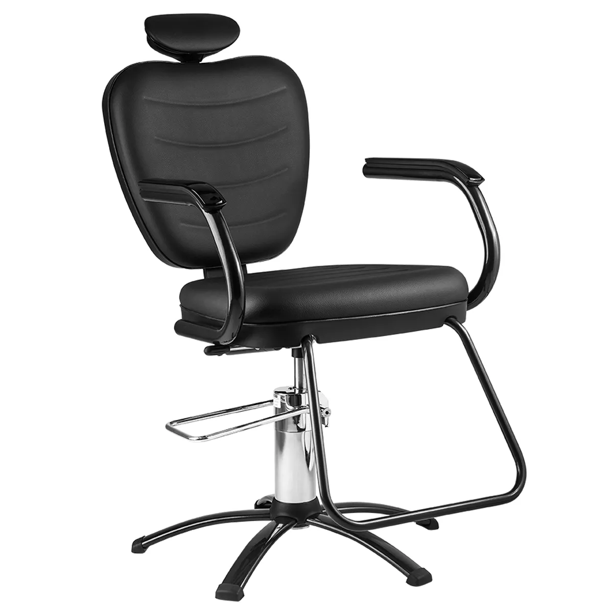 Cadeira Hidráulica Cabeleireiro Barbeiro Reclinável Top Dompel Preto