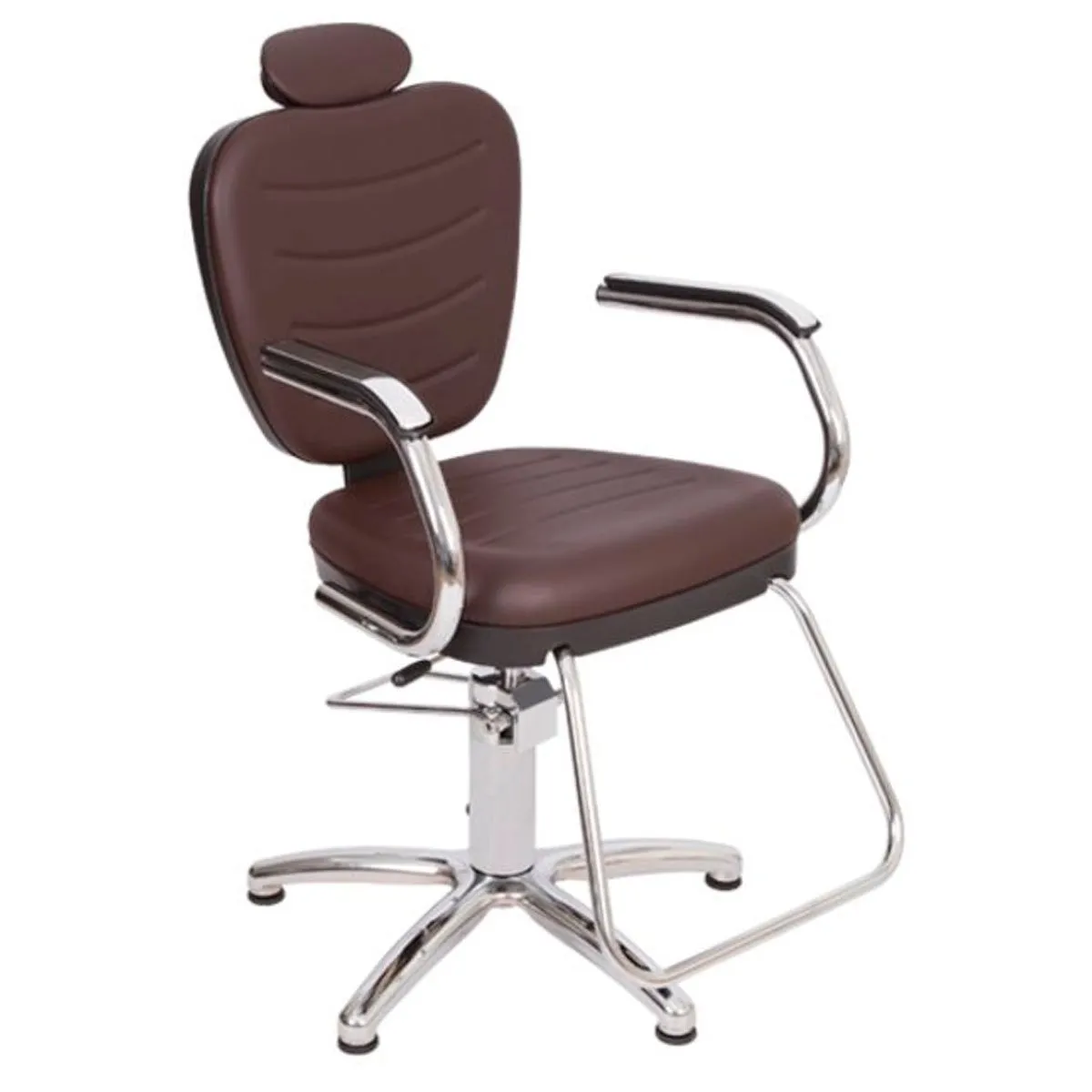 Cadeira Hidráulica Cabeleireiro e Barbeiro Reclinável Dompel Top Marrom