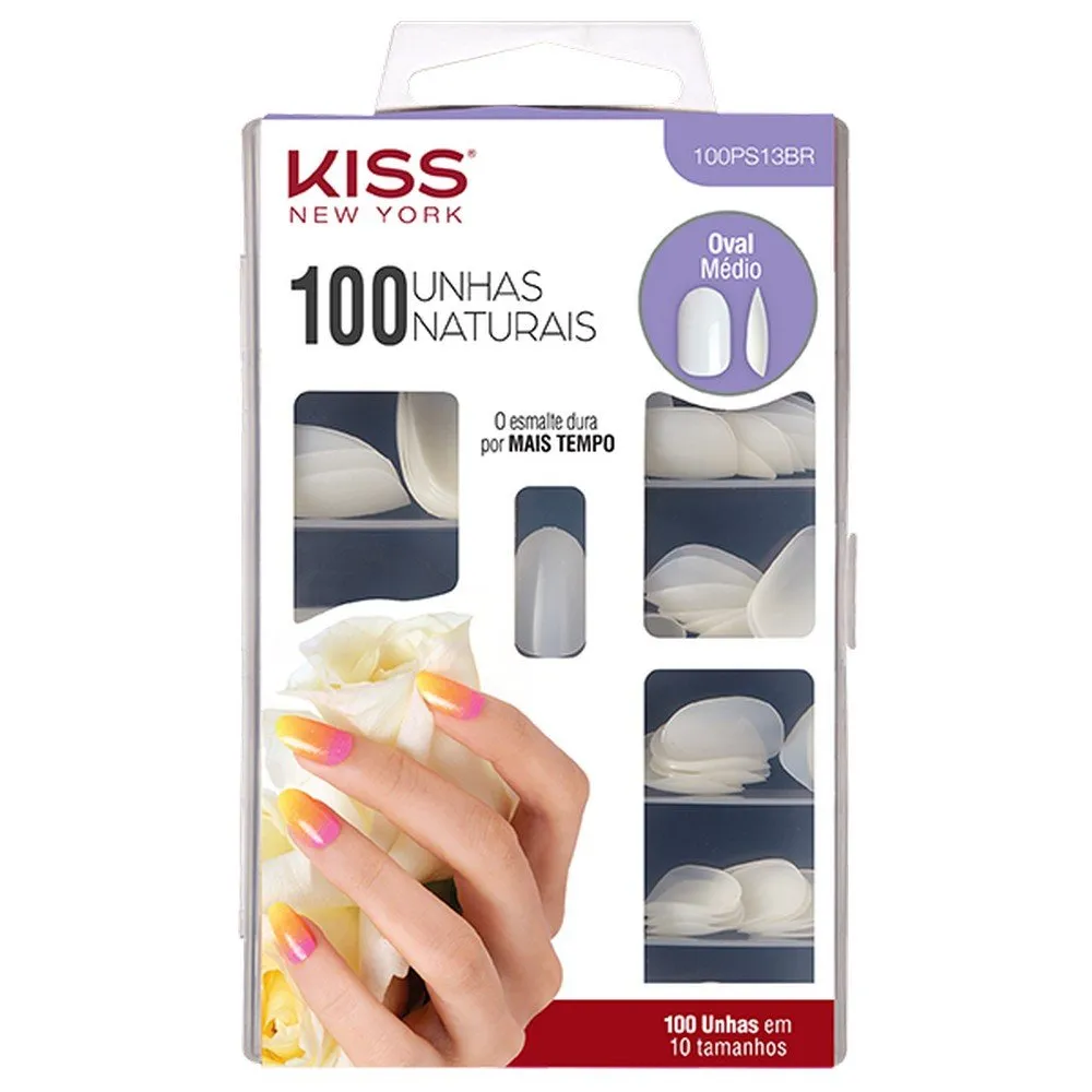 Kiss New York Unhas Postiças Oval Pacote Econômico com 100 Unidades Médio 100PS13BR