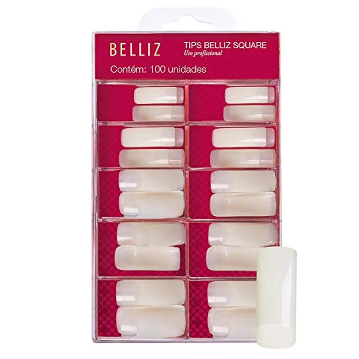 Tips Para Alongamento de Unhas Belliz 100 Unidades Square