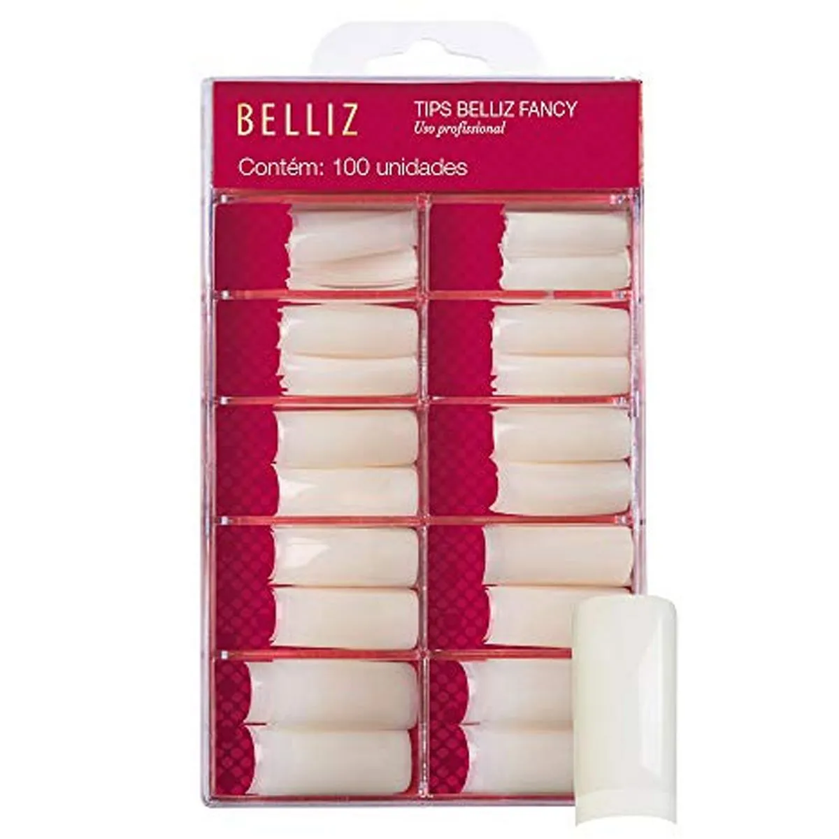 Tips Para Alongamento de Unhas Belliz 100 Unidades Fancy