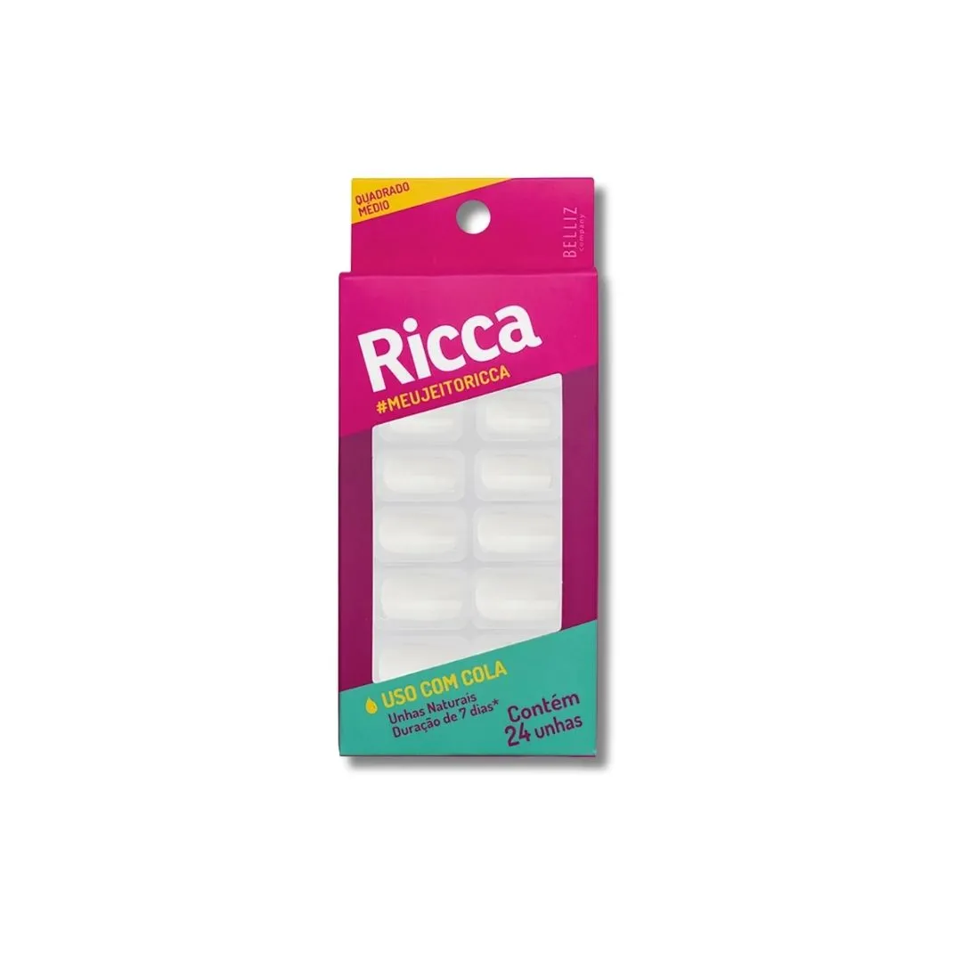 Unhas Artificiais Ricca Quadrado Médio Ref.1320