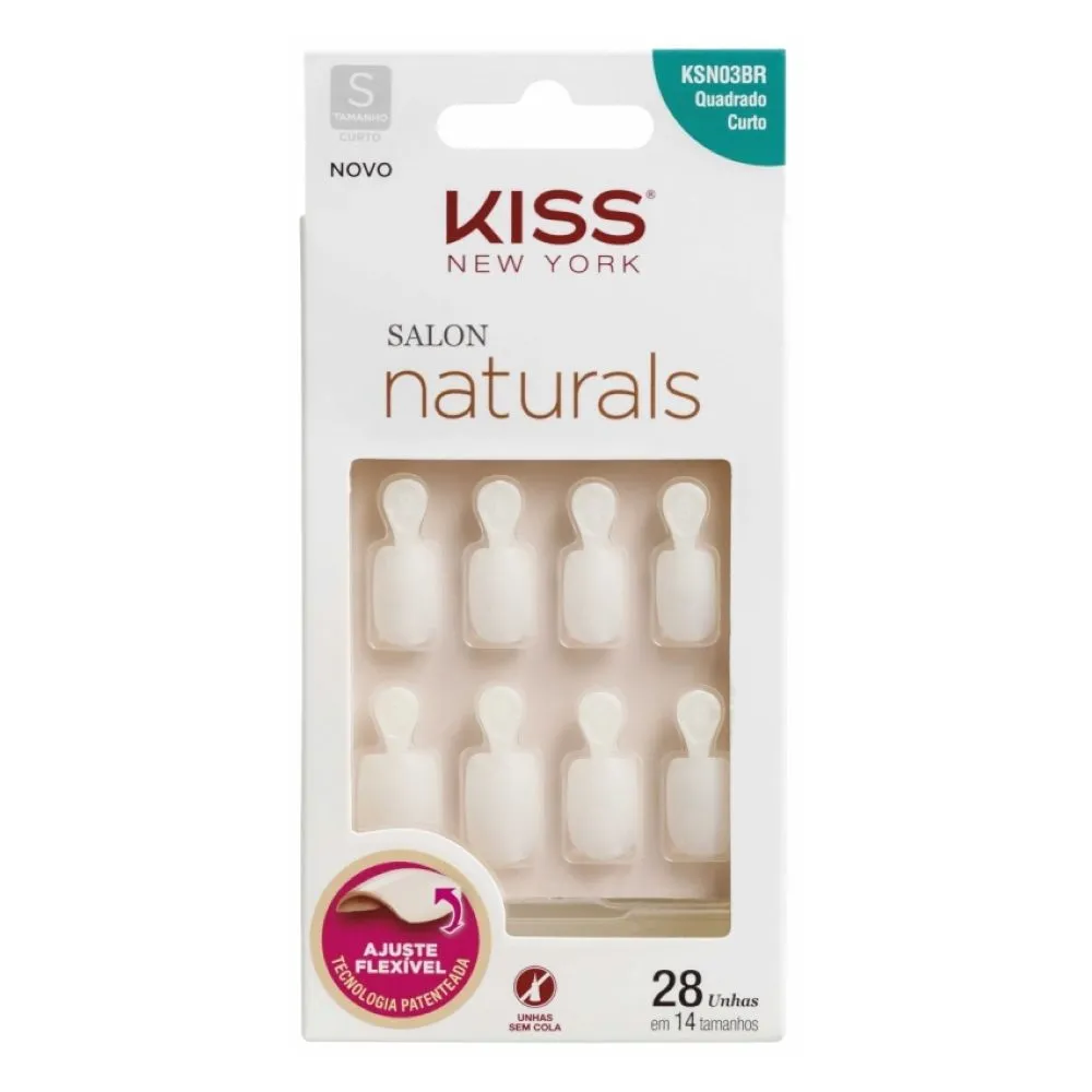 Unhas Kiss Quadrado Curto com abas 28un