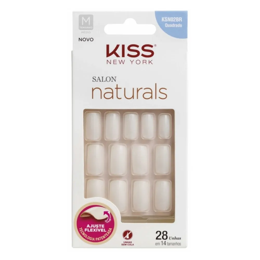 Unhas Kiss Quadrado Médio 28un