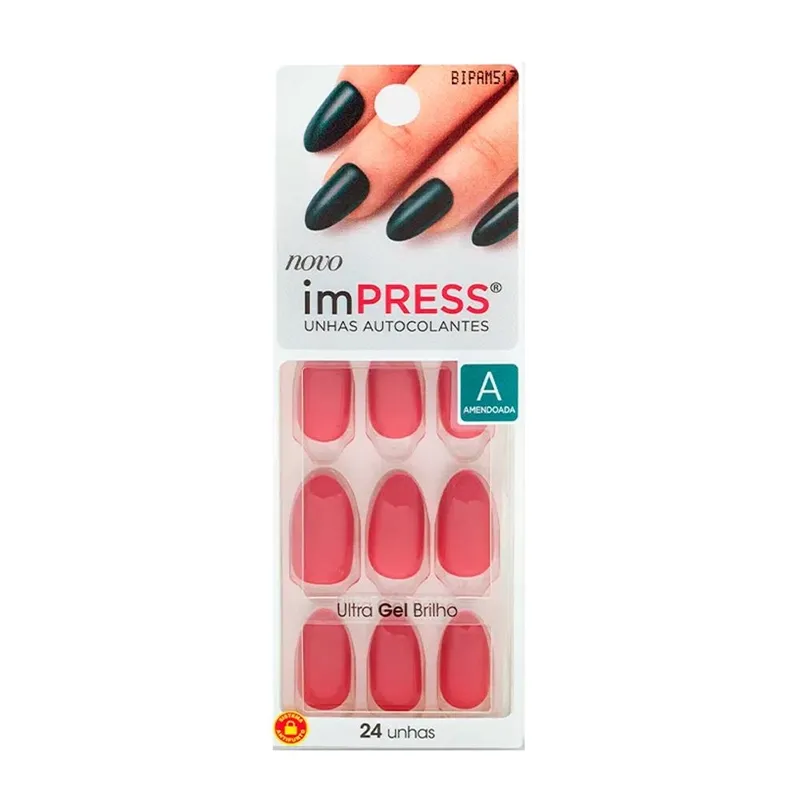 Unhas Postiças Impress (Amendoada) First Kiss Cor BIPAM517BR Rose Quartz