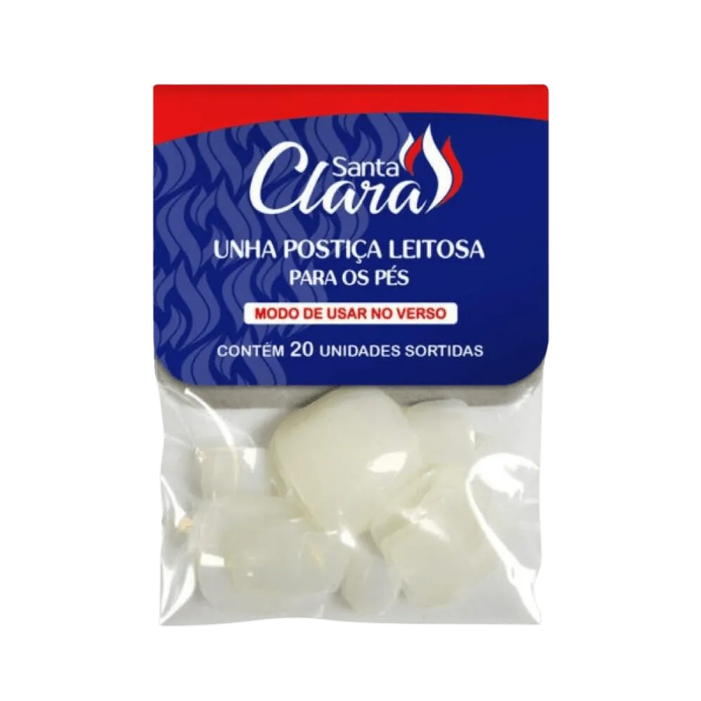 Unhas Postiças Natural Para Os Pés Santa Clara C/20unid Cód 3320