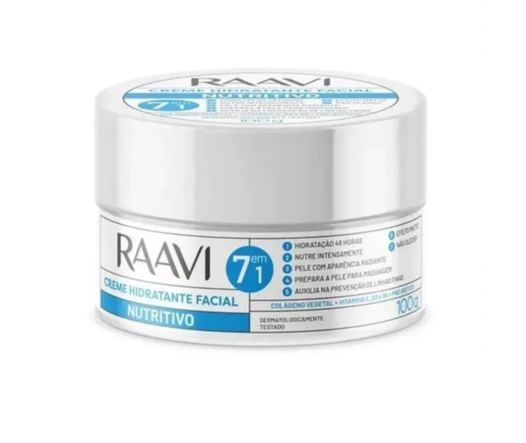 CREME HIDRATANTE FACIAL NUTRITIVO 7 EM 1 RAAVI 100g