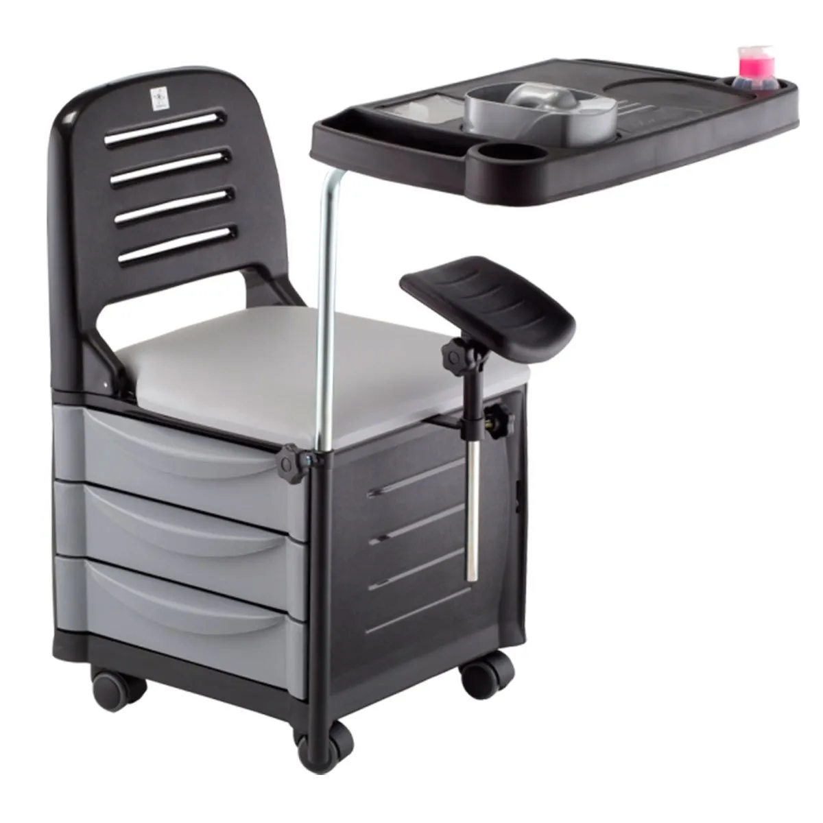 Cadeira Cirandinha Manicure Profissional Veneza Dompel Preto e Cinza