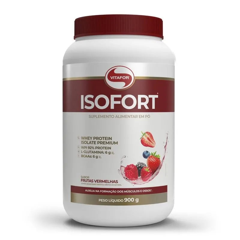 Vitafor Isofort Whey Protein Isolado Premium Sabor Frutas Vermelhas Pó 900g