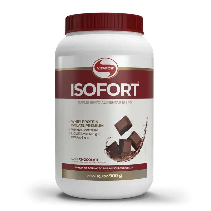 Vitafor Isofort Whey Protein Isolado Premium Sabor Chocolate Pó 900g