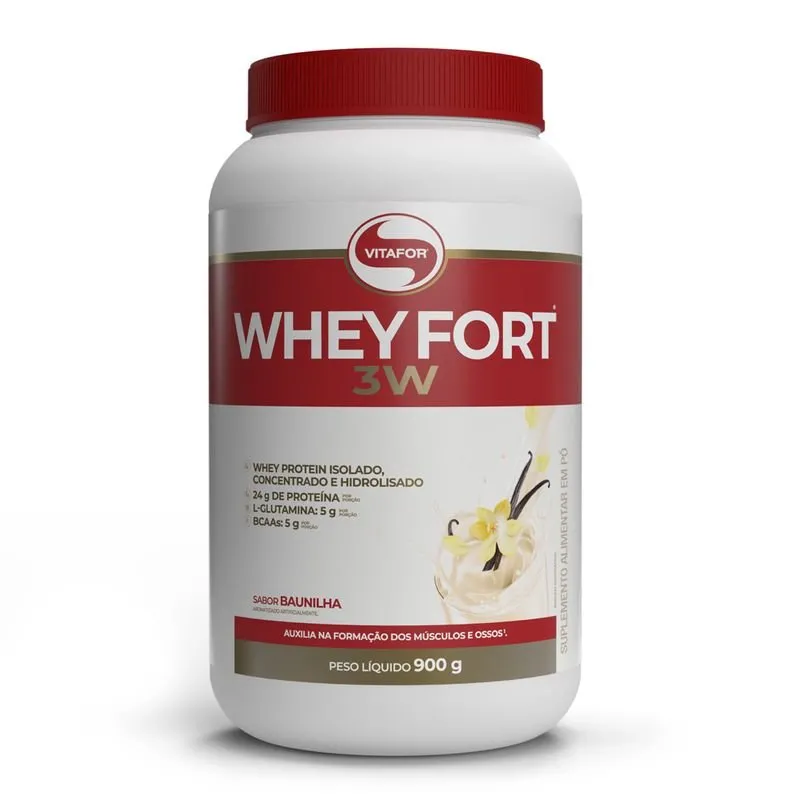 Vitafor Whey Fort 3W Sabor Baunilha Pó 900g