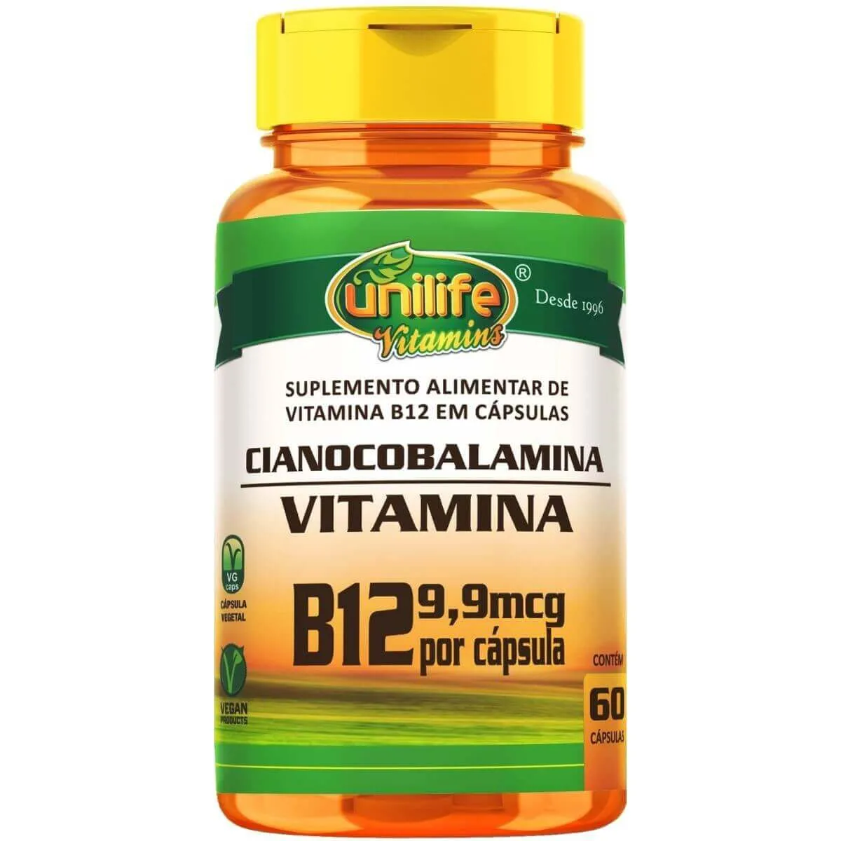 Vitamina B12 Cianocobalamina 60 Cápsulas 450mg - Unilife