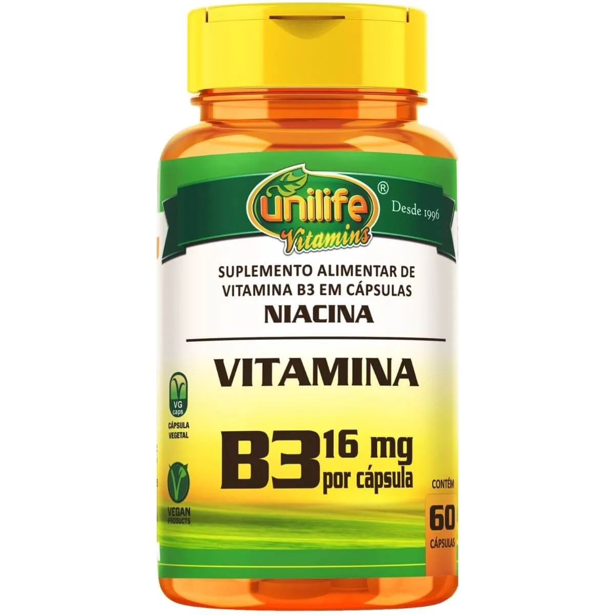 Vitamina B3 Niacina 60 Cápsula - Unilife