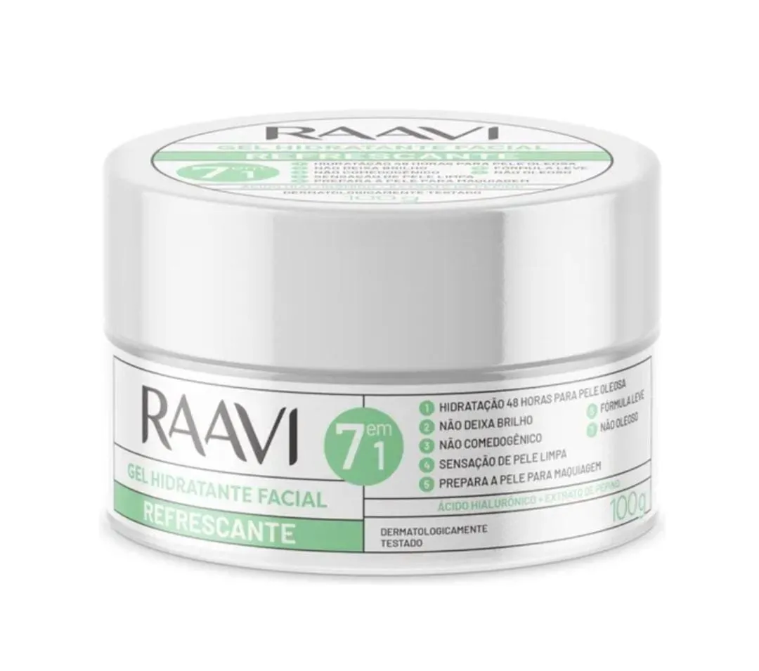 GEL HIDRATANTE FACIAL RESFRESCANTE 7 EM 1 RAAVI 100g
