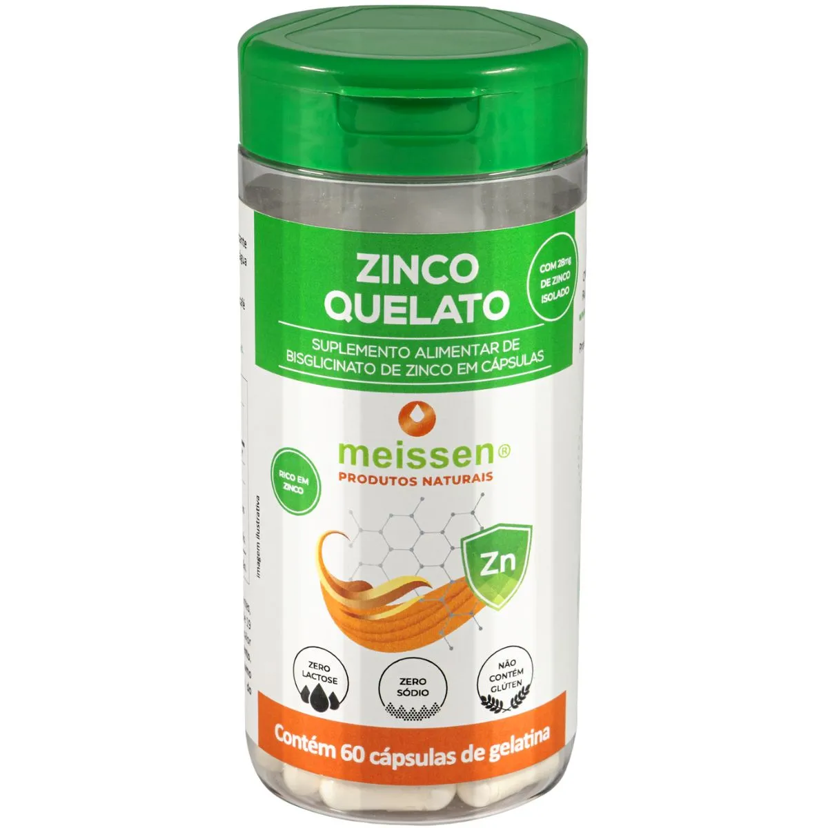 Zinco Quelato Bisglicinato 28mg 60 Cápsulas - Meissen